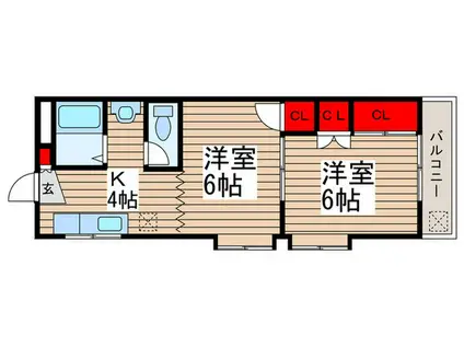 レジデンスハザマ(2K/3階)の間取り写真