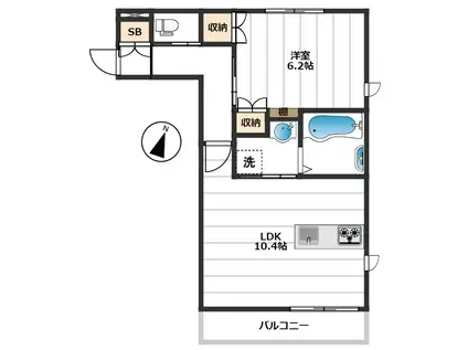 ガーデニア小豆沢(1LDK/1階)の間取り写真