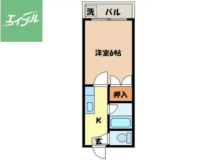 ラブリー II(1K/1階)の間取り写真
