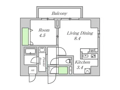 EDIFICE NANA(1LDK/4階)の間取り写真