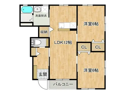 ル リアン頓田(2LDK/1階)の間取り写真