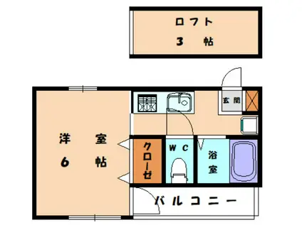 サンライフII(1K/2階)の間取り写真