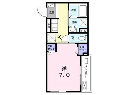 パークハイム常磐台(1K/2階)の間取り写真