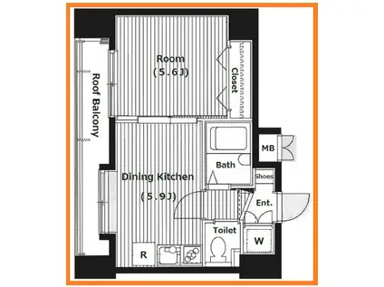 ガーラ元浅草(1DK/11階)の間取り写真