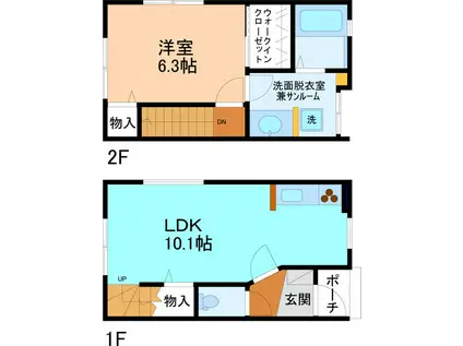 FALDO B棟(1LDK/1階)の間取り写真
