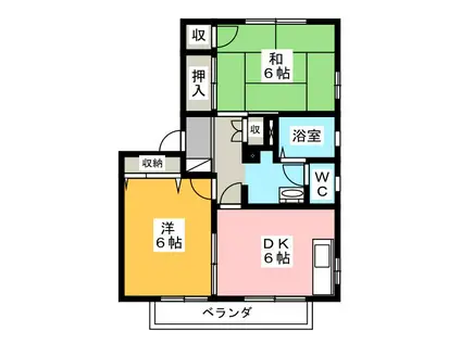 グランシャリオ玉木平D(2DK/2階)の間取り写真