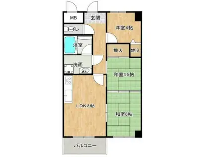 シティーコート西明石(3LDK/1階)の間取り写真