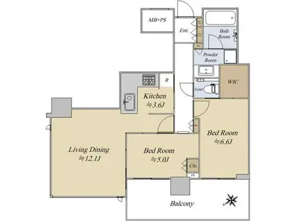 シティタワー広島(2LDK/42階)の間取り写真