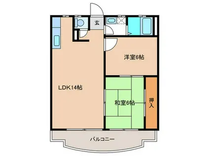 パークサイドハイツ三宝(2LDK/2階)の間取り写真