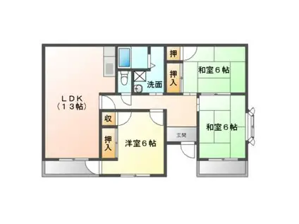 大谷ヒルズC(3LDK/1階)の間取り写真