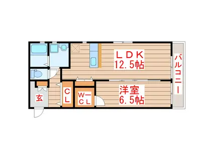 フォルクローレE(1LDK/1階)の間取り写真