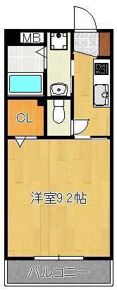 パークサイド(1K/1階)の間取り写真