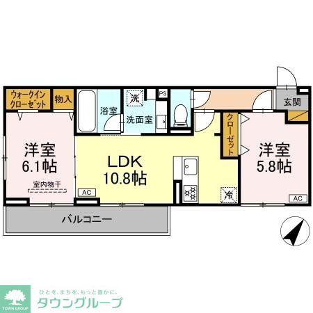 リベラル(2LDK/2階)の間取り写真