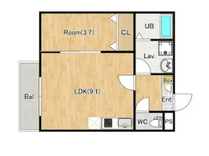 ジーメゾン春日部栄町(1LDK/1階)の間取り写真