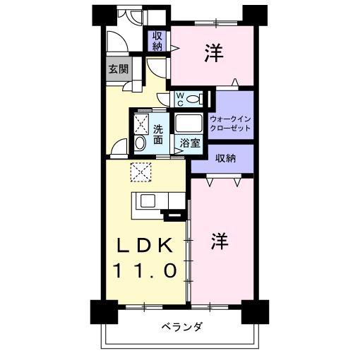 カーサソレアード(2LDK/1階)の間取り写真