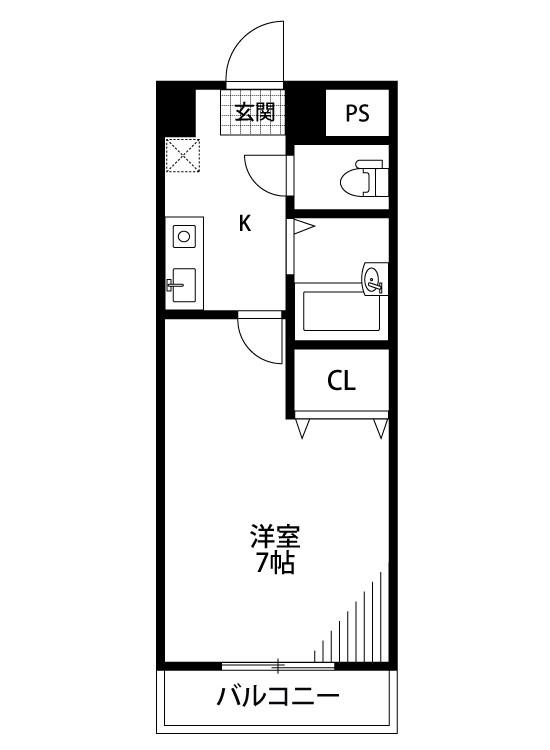 ウォーターフロント礎町(1K/2階)の間取り写真