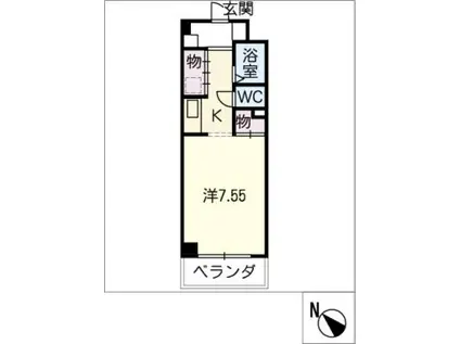 マルベリーヒル川名山(1K/4階)の間取り写真