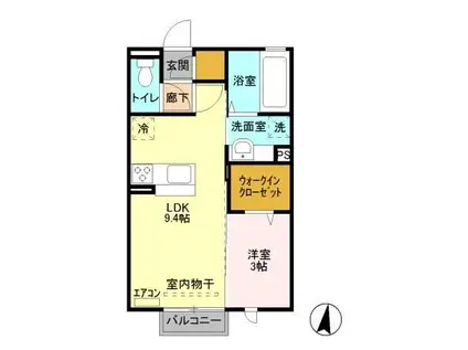 大黒屋十五番館(1LDK/2階)の間取り写真