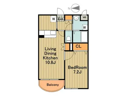 フォーエバーマンション(1LDK/2階)の間取り写真