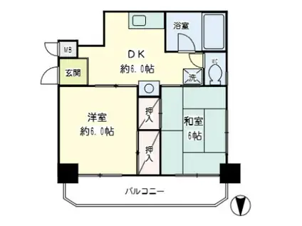 コートアオイ(2DK/2階)の間取り写真