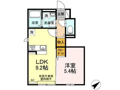 メゾンフローラ手形(1LDK/1階)の間取り写真