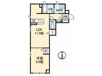 岡山電軌清輝橋線 東中央町駅 徒歩2分 4階建 築8年(1LDK/1階)の間取り写真