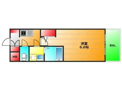 エスレジデンス難波大国町トレス(1K/7階)の間取り写真