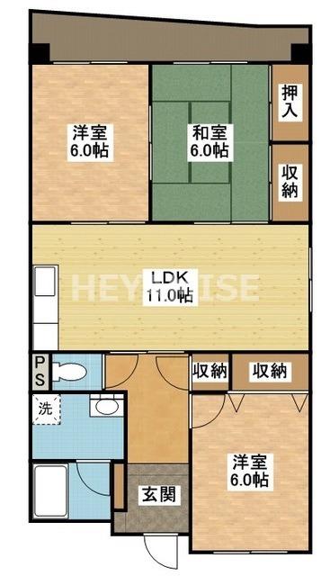 エクセレンス下屋敷II(3LDK/4階)の間取り写真