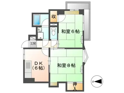 グランシアマンション(2DK/3階)の間取り写真
