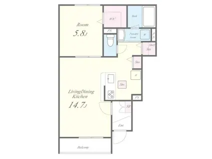 ガレリア上鷺(1LDK/1階)の間取り写真