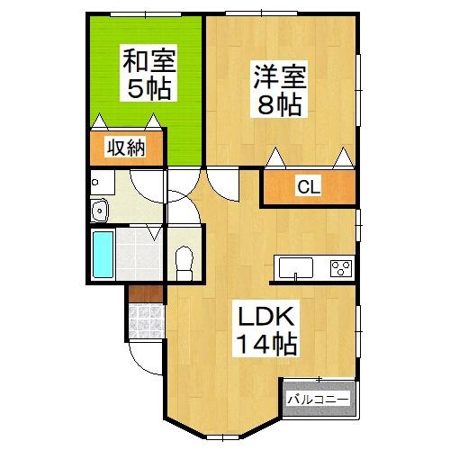 シティハウス益野町(2LDK/2階)の間取り写真