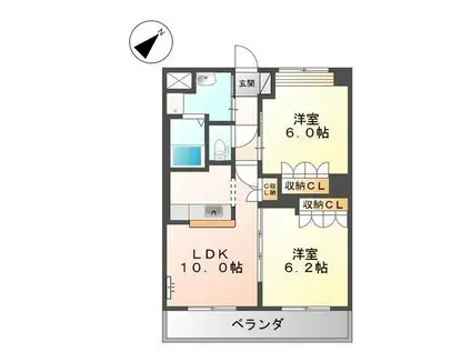 アバンティ・イースト(2LDK/3階)の間取り写真