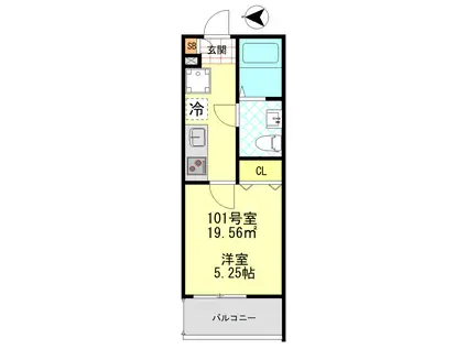 シーエフジオーレ大師東門前(1K/1階)の間取り写真