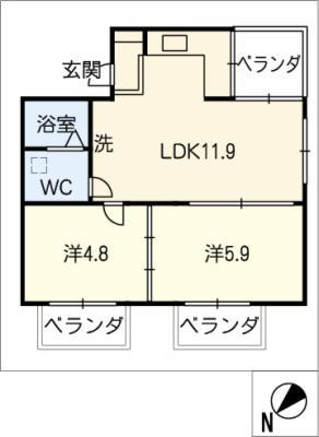 リアリノ鳥居松ビル(2LDK/4階)の間取り写真