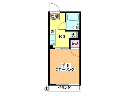 シティハイムエスカローナ(1K/2階)の間取り写真