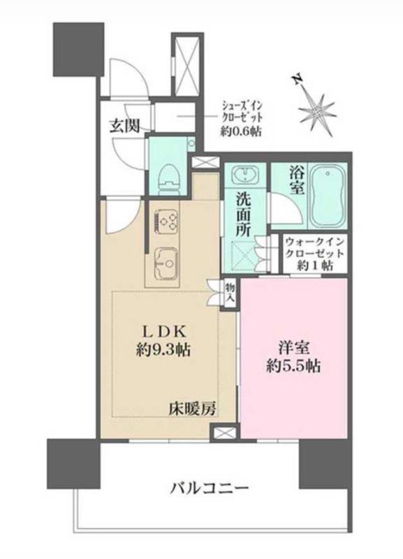 ザ・パークハウス渋谷美竹(1LDK/12階)の間取り写真