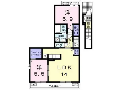エレガント・プリムローズ(2LDK/2階)の間取り写真
