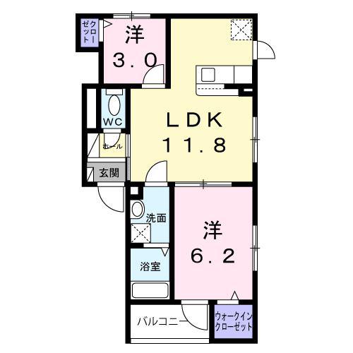 ブラン ラフィーネ大森西(2LDK/2階)の間取り写真