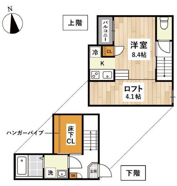 ADC薬園町フローレ(1K/2階)の間取り写真
