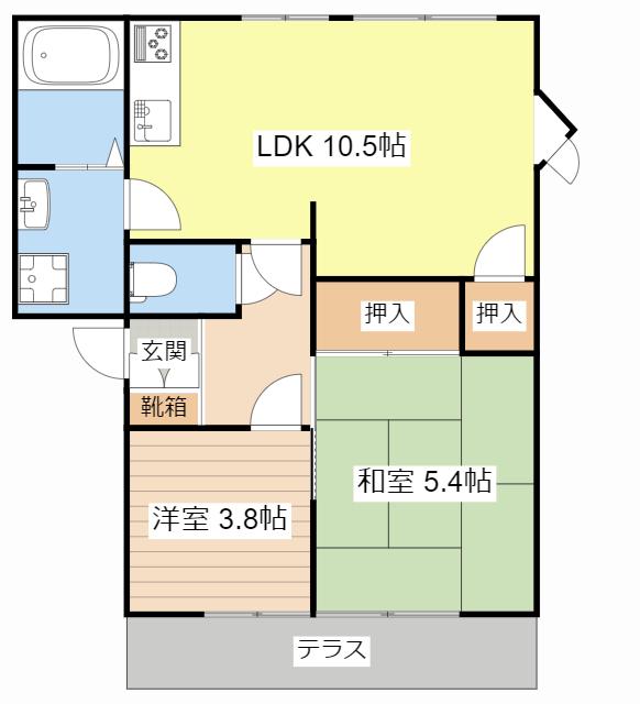 アーバンパレス2番館(2LDK/1階)の間取り写真