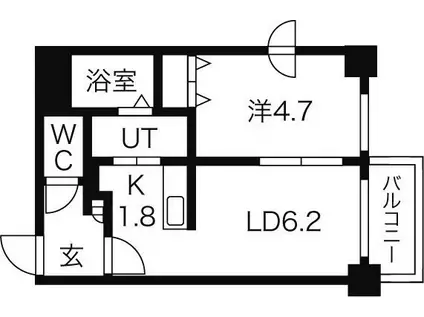 シュクル医大南(1LDK/2階)の間取り写真