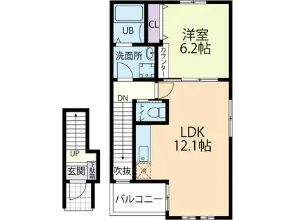 RUINA(1LDK/2階)の間取り写真