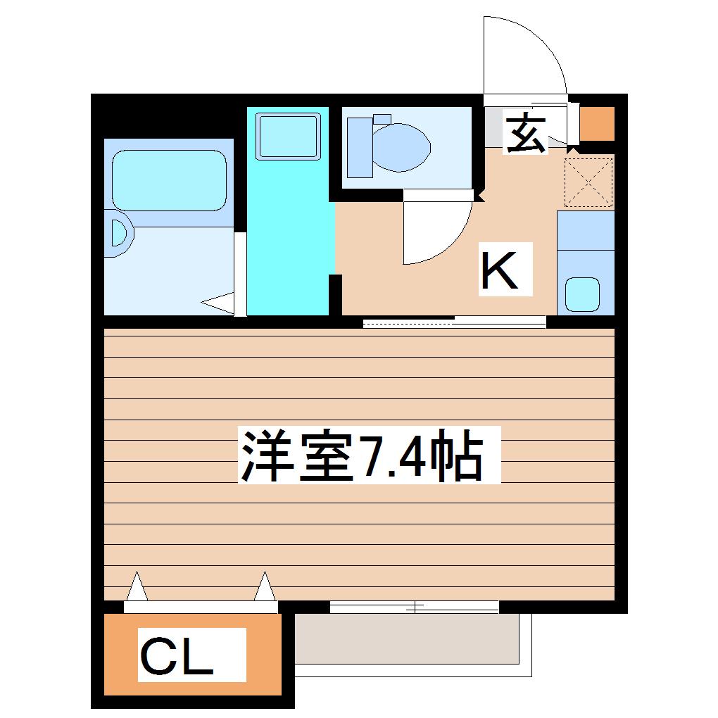KSハイツ(1K/2階)の間取り写真