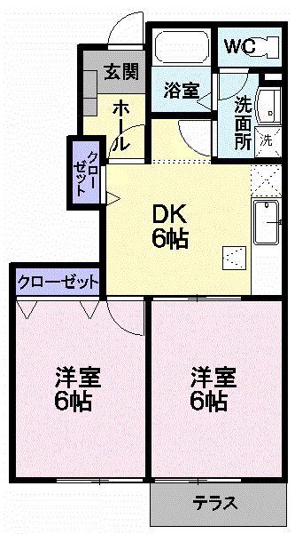 メゾンパラディ(2DK/1階)の間取り写真