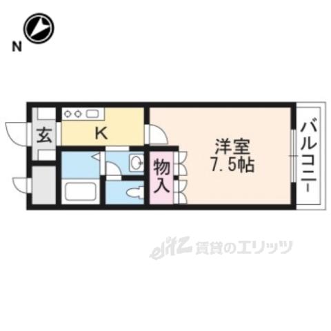 ブルームT(1K/2階)の間取り写真