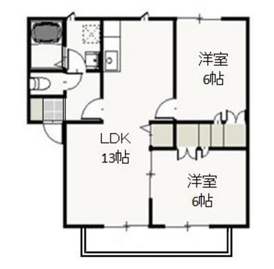 メゾン・タチバナD(2LDK/2階)の間取り写真