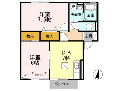 トミユウ・ボラタA/B(2DK/1階)の間取り写真