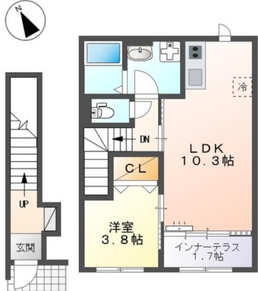 ルミナス鷺沼(1LDK/2階)の間取り写真