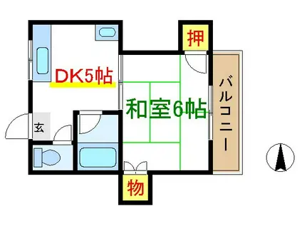 永瀬ハイツ(1DK/2階)の間取り写真