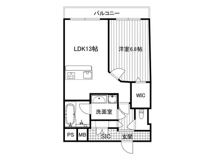 ロッコーマンション東観音(1LDK/9階)の間取り写真